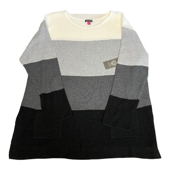 Vince Camuto Women Waffle Stitch Tunic Sweater~Size XXL~Black Stripe~ L1 05 - Picture 8 of 10